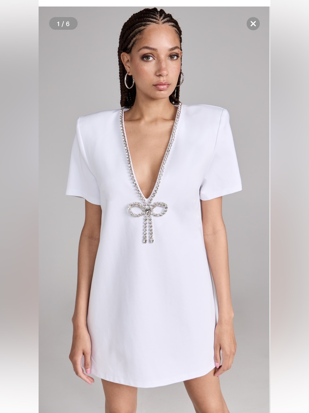 Area Crystal Bow Mini Dress